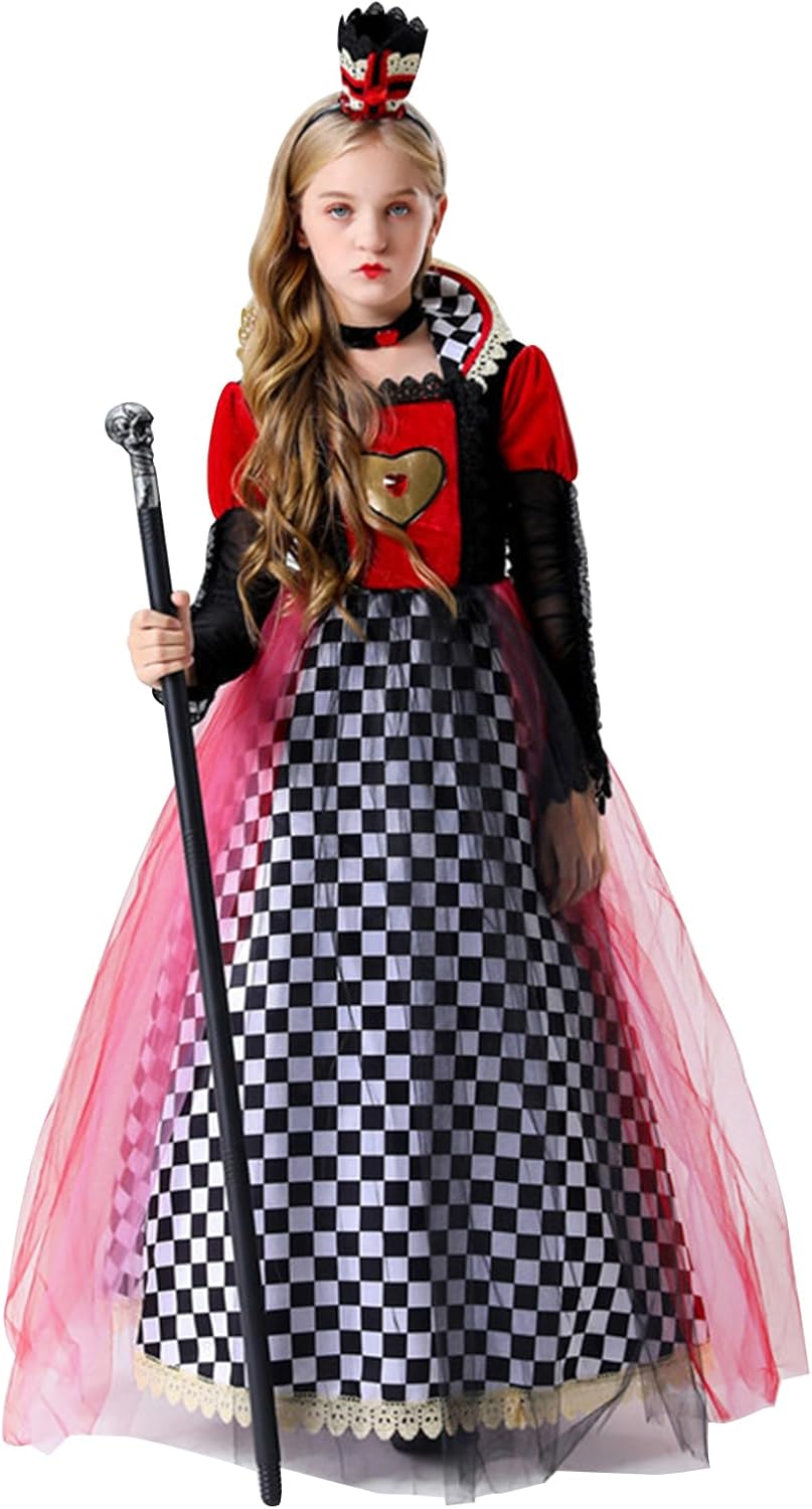Wandamaga Queen of Hearts Costume Kids Red Heart Queen