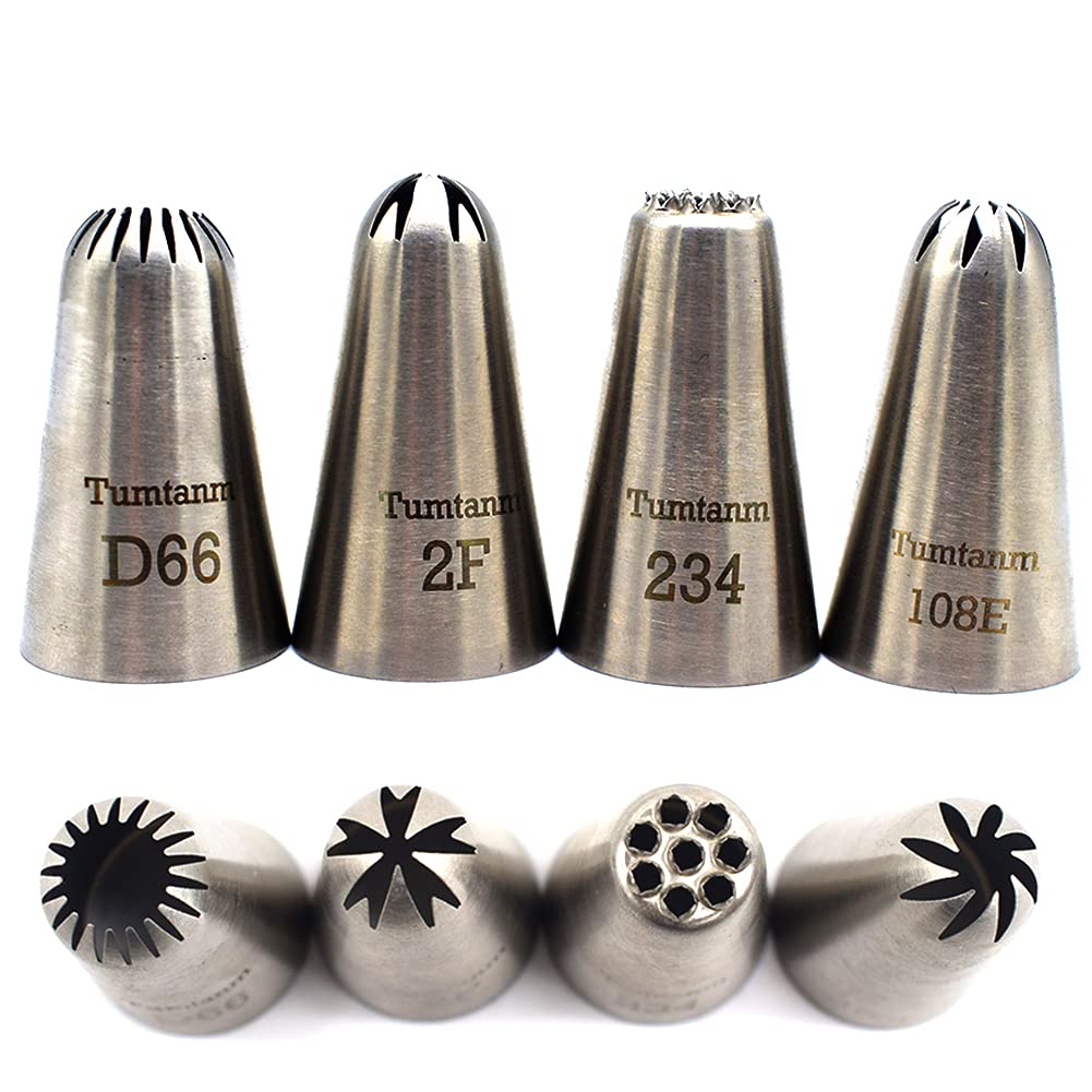 5-tlg. Spritztüllen-Set Aus Edelstahl – Nahtlos, Größen #2,7M, #1B, #2D, #1M, #234M