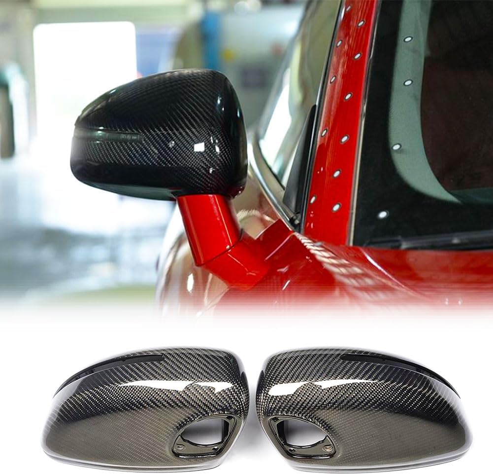 Carbon Fiber Mirror Cover Caps Fit for Audi TT/TT Sline/TTS/TTRS 2008-2014 R8 2007-2011 Replacement Rearview Side Rearview Mirror Caps Car Exterior Outside Shell(with side assist holes)
