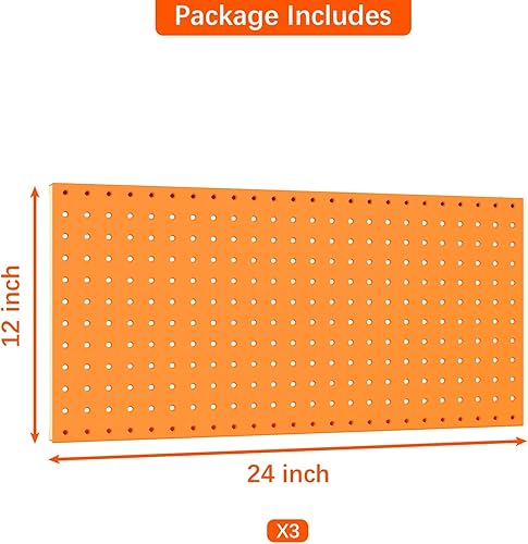 Miniatura 4 de TORACK 3 paneles de metal para pared, garaje, herramientas utilitarias, sistema de almacenamiento de tablero de clavijas para banco de trabajo,