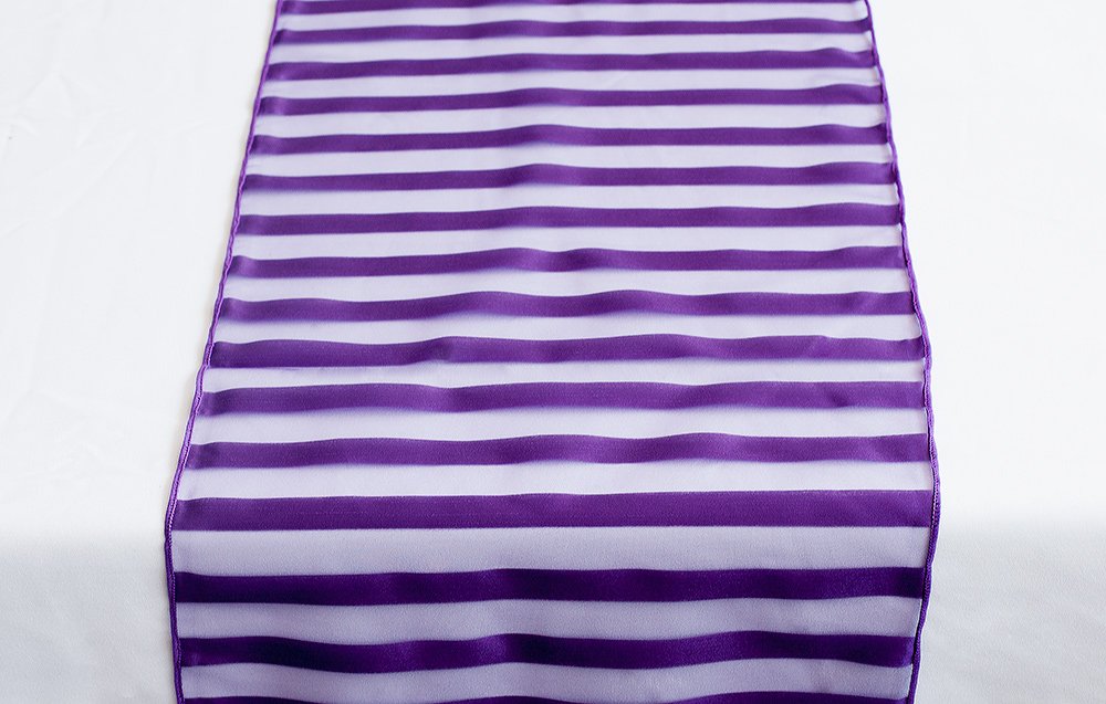 Striped Organza Table Runners - Tableware - Wedding Events Party Decor (Purple)