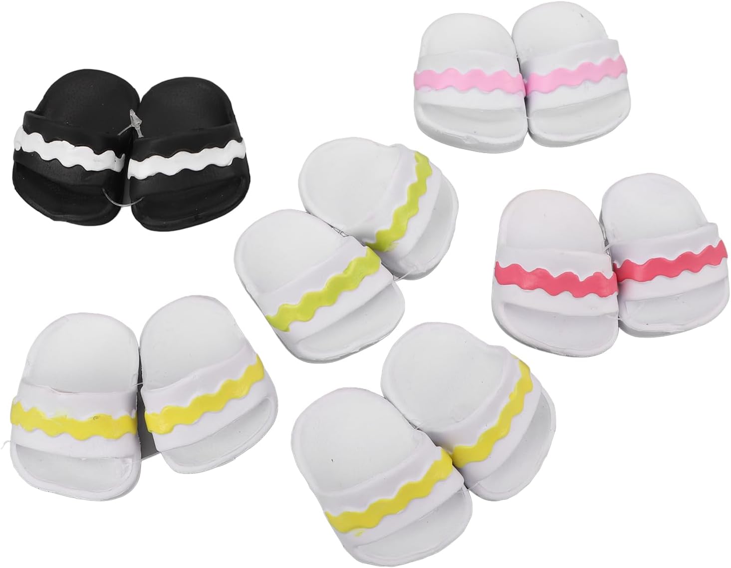 Jonlaki 6 Pairs of Cute Silicone Doll Slippers Soft Summer Shoes with Stylish Designs for Kids Doll Dress-Up Play