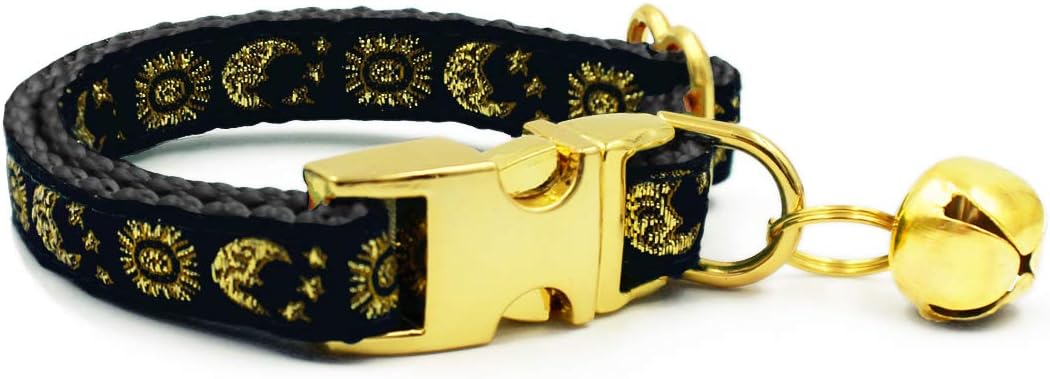waaag Pet, Moons Stars Suns Dog Collar Cat Collar, Multiple Designs Crescent Celestial Dog Cat Collar Leash Harness XX-Small (Pack of 1)