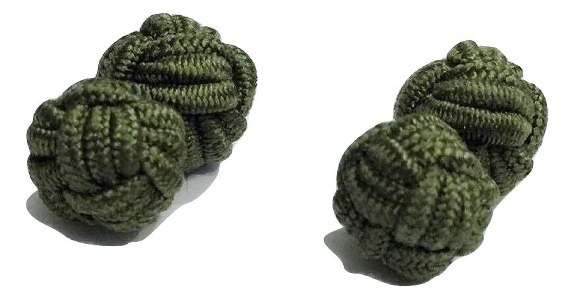 L&L® Men's Premium Plain Knitted Knot Cufflinks Wedding Casual Business Suit (Olive)