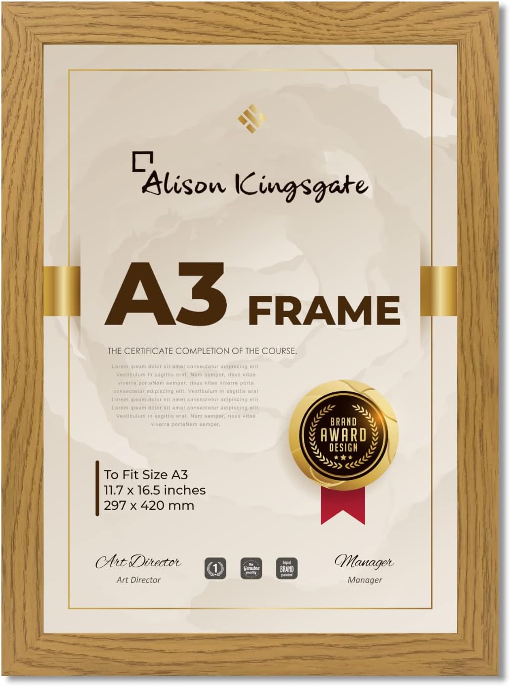 Alison Kingsgate A3 Oak Frame in Size 30x42cm A3 Photo Frame Oak with