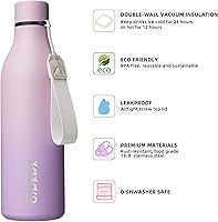 Vista 179 de BJPKPK Botellas de agua aisladas, botella de agua de metal de acero inoxidable de 18 onzas con correa, termo a prueba de fugas sin BPA, tazas