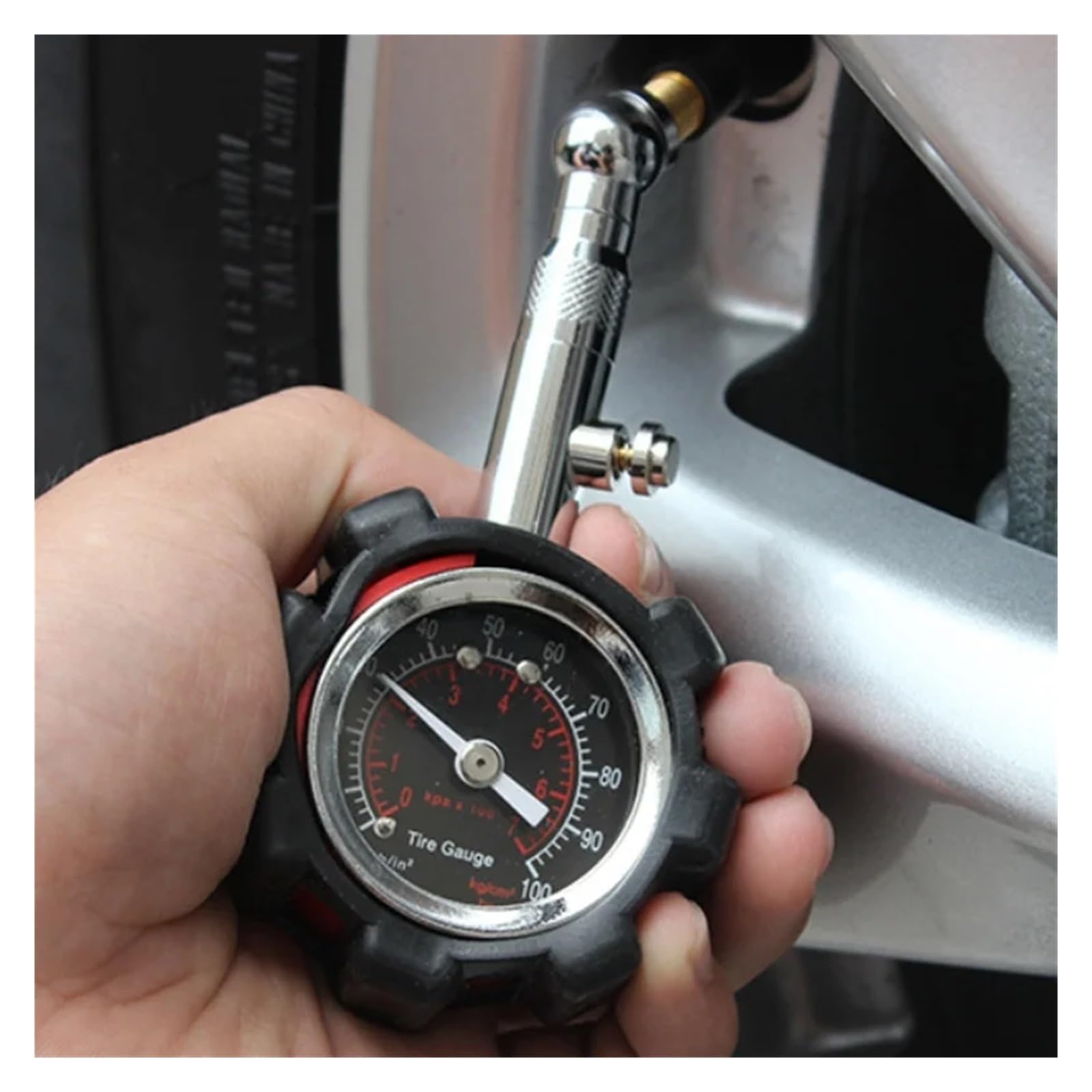 Manometr W Oponach O Wysokiej Dokładności 100 Psi Dla Dokładnego Miernika Ciśnienia Powietrza W Oponach Samochodowych Dla Samochodów Ciężarowych I Motocykli łAtwy W UżYciu(BLACK)