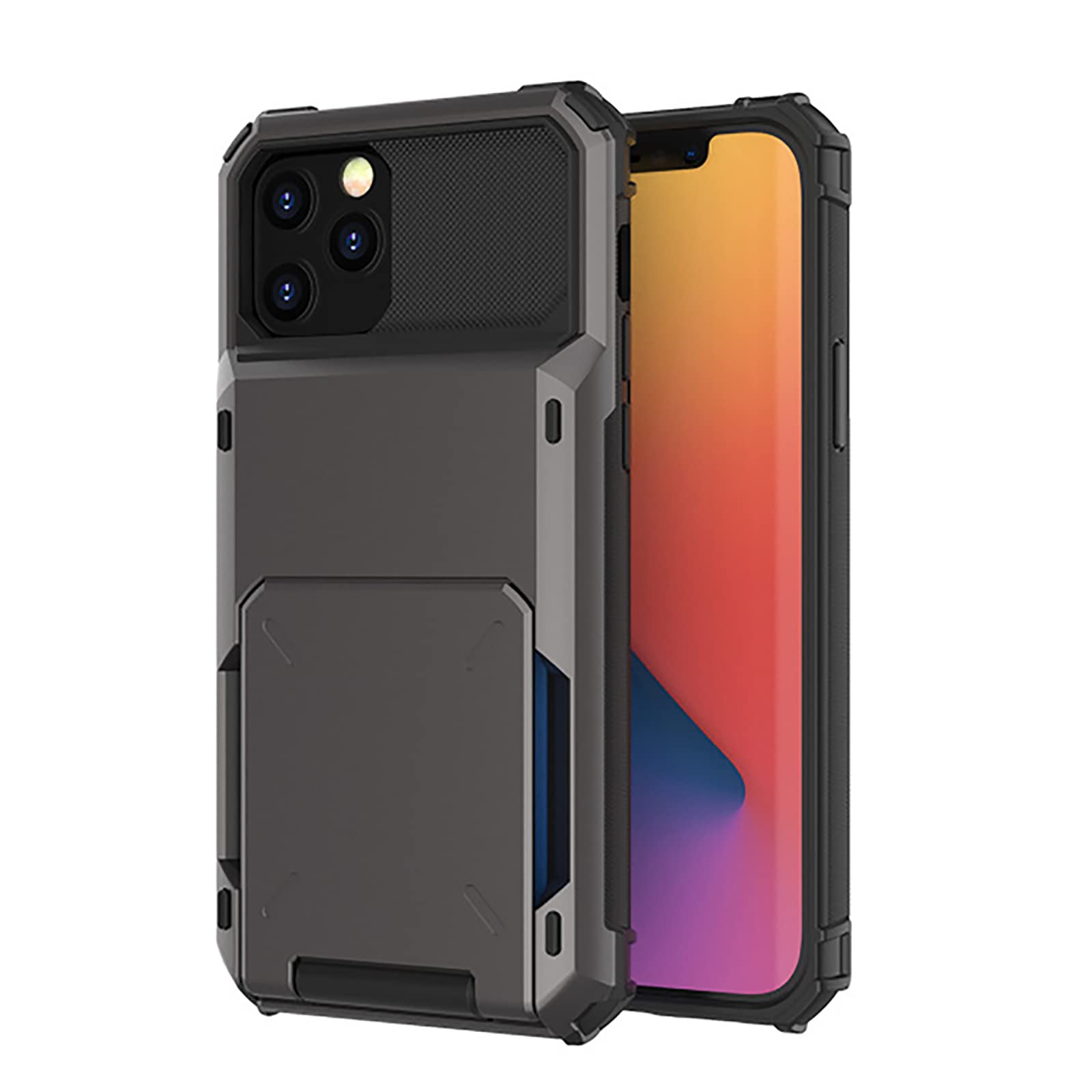Custodia per IP 13/12 PRO Max Slot per Porta carte Integrato sul Retro Custodia resistente in Materiali TPU e Policarbonato Morbida Custodia per Telefono in TPU,Black,Ip XS Max