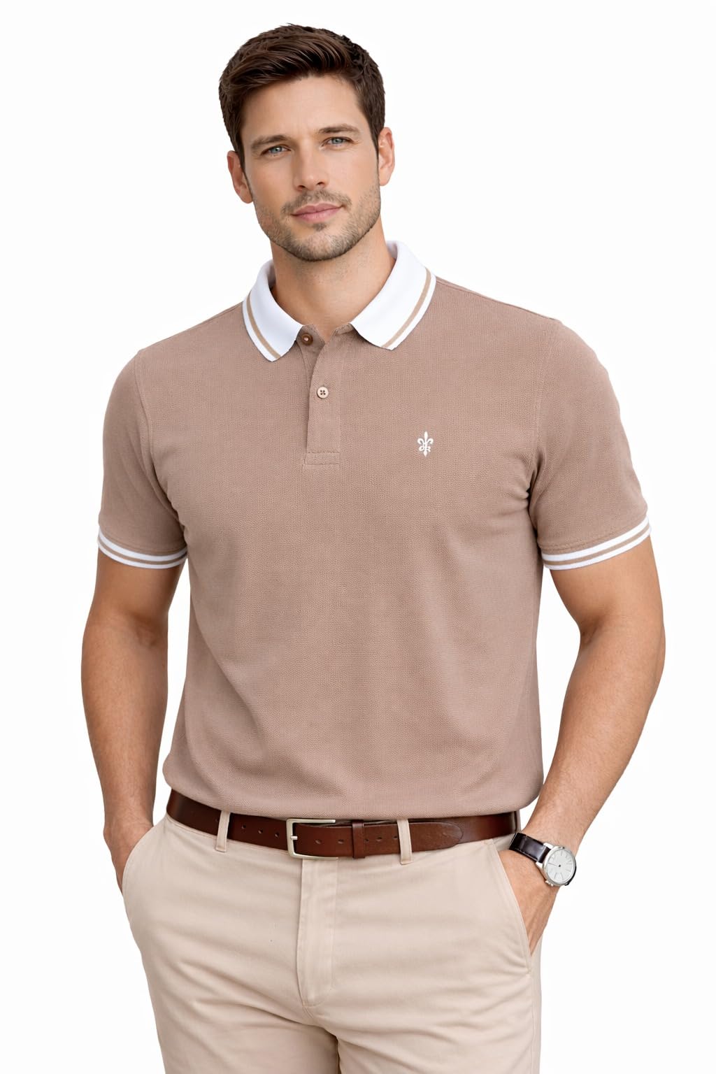 Mens Pique Polo T-Shirt | Cotton Rich, Smart Fit Polo with Embroidered Logo | Casual & Sports Wear | Polo T-Shirt for Men-image-30