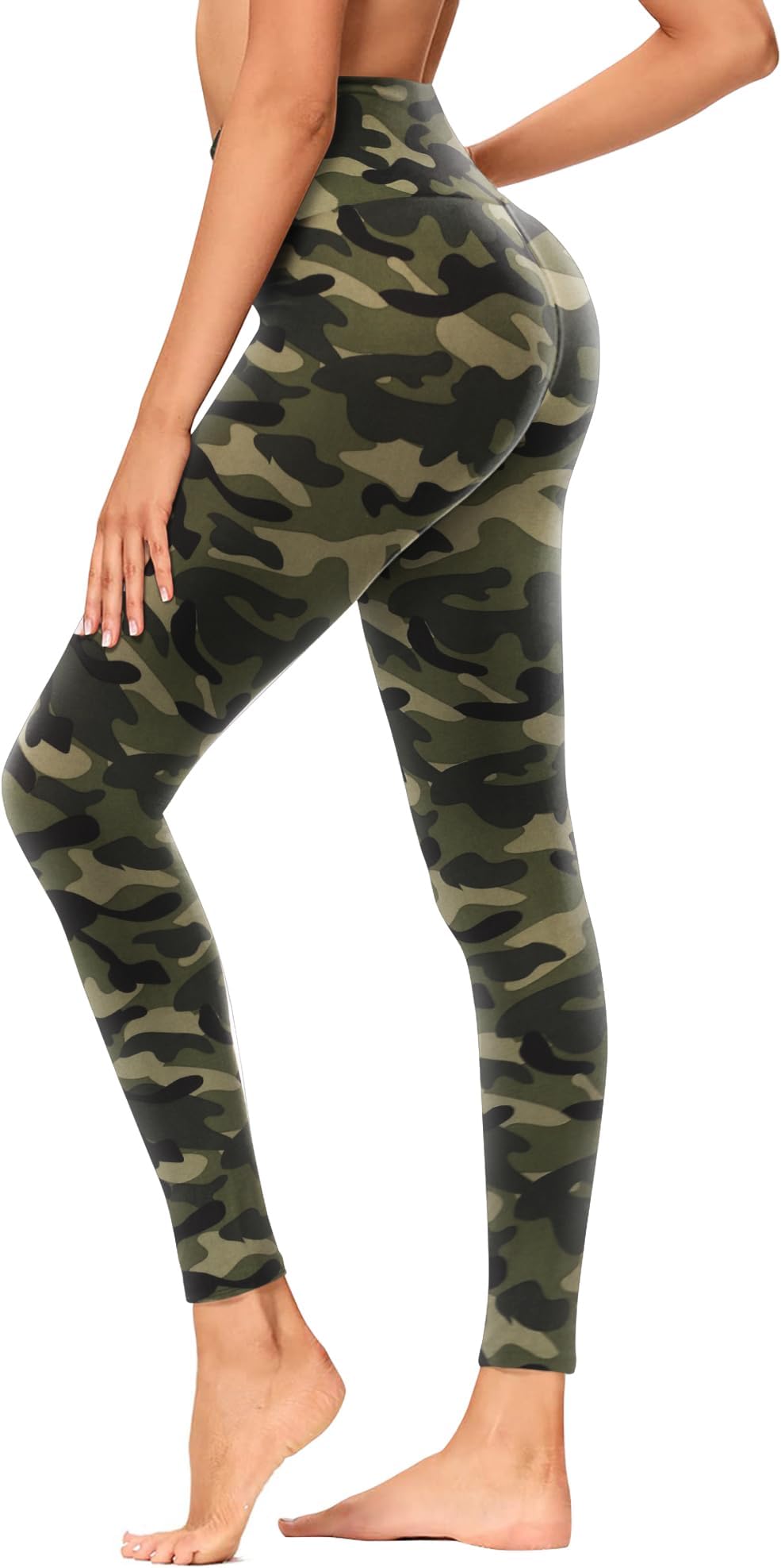 High Waisted Leggings for Women - Soft Opaque Slim Tummy Control Printed Pants for Running Cycling Yoga