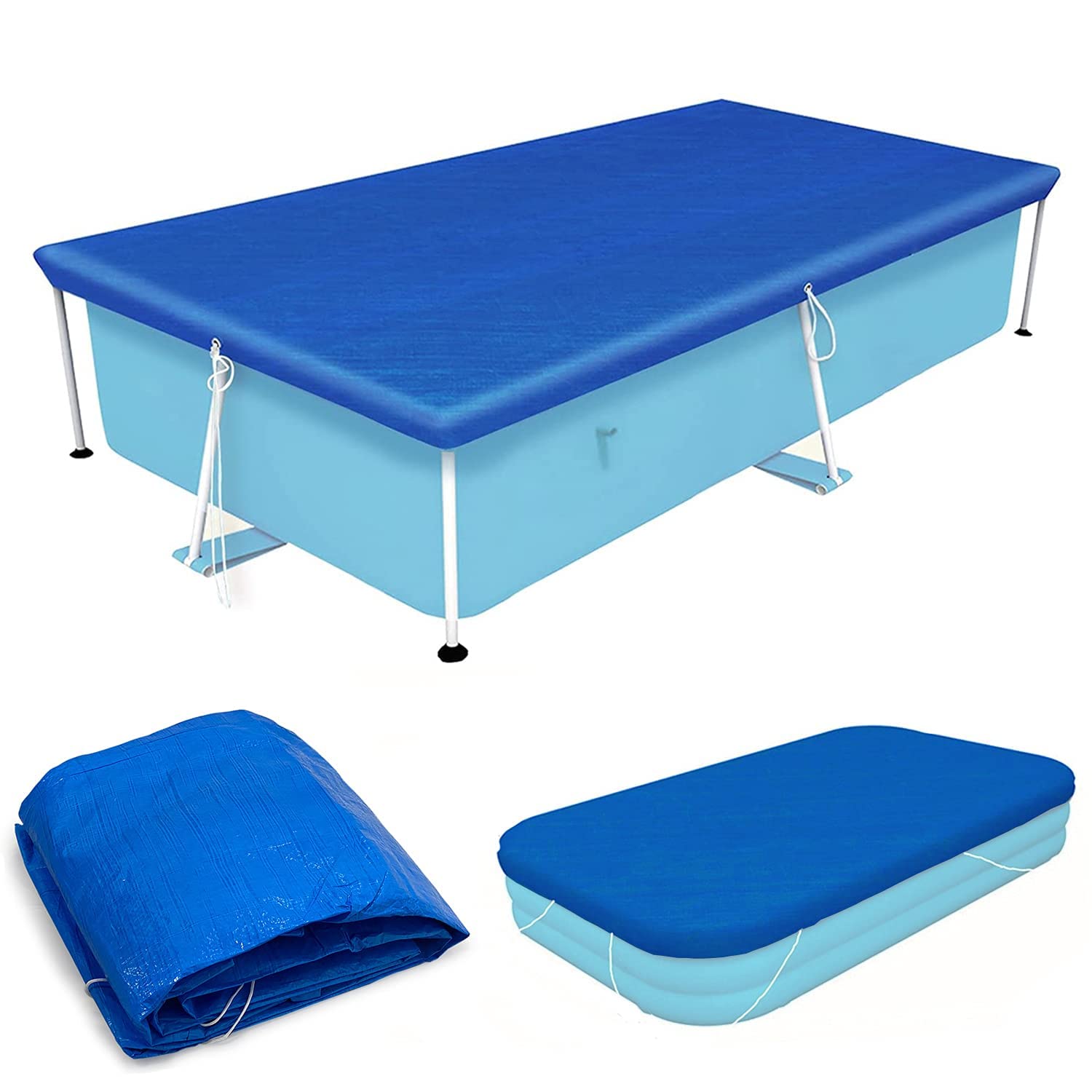 NA Rectangular Pool Cover - Poolabdeckplane - 304 x 205 cm - Für Frame Swimming Pool Abdeckplane Plane Schutzplane Winddicht Regenfest Staubdicht