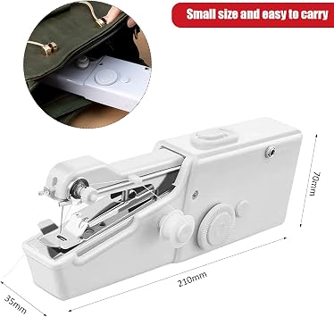 Sewing Machine Handheld Sewing Machine Portable Sewing Machines with Multiple Accessories,for Clothing,Curtains Fabrics Easy Fast StitchTravel DIY Family Essentials (White)