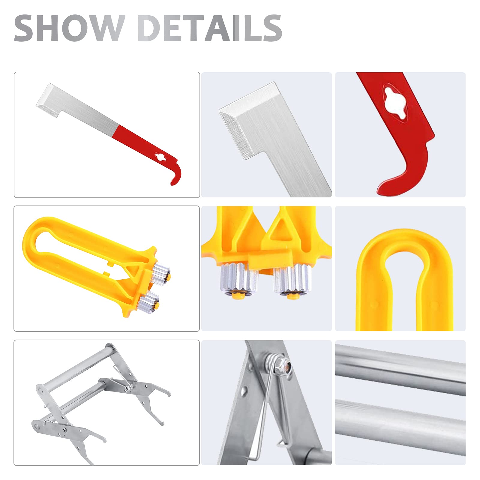GZLFH 5 Pezzi Kit Apicoltura, 2 Giallo Zigrinatore Apicoltura + 1 Metallo Supporto Telaio Alveare + 2 Rosso Strumento Raschietto Alveare, Per L'Apicoltura Attrezzatura Kit