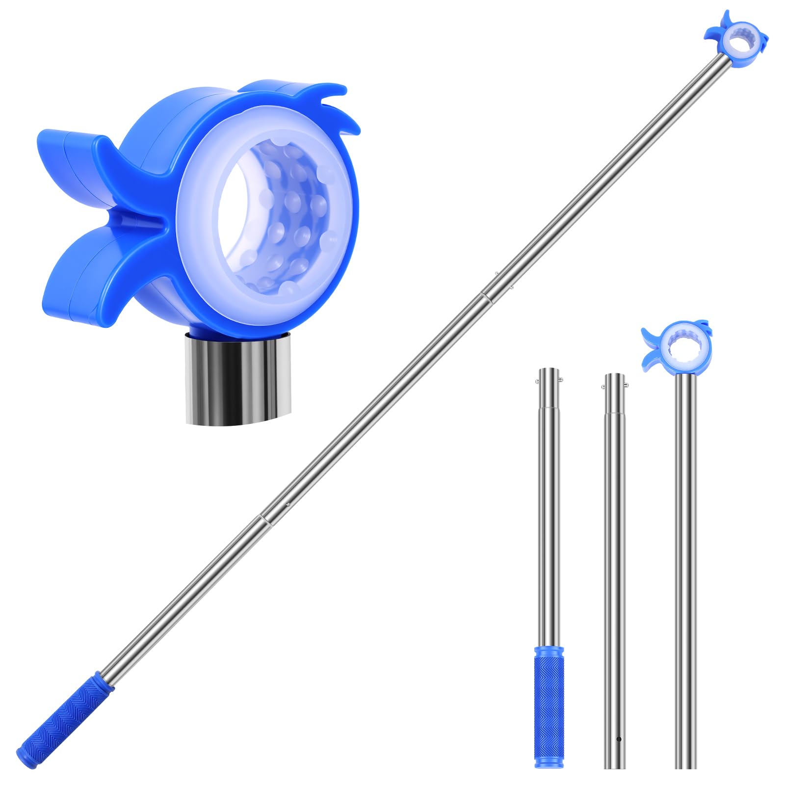 Window Pole Opener, 80-120cm Adjustable Stainless Steel Opener Rod for Skylight Roof Windows & Blinds, Button-Lock Multi-Part Loft Hatch Pole with Anti-Slip Handle(Duck-Shaped)