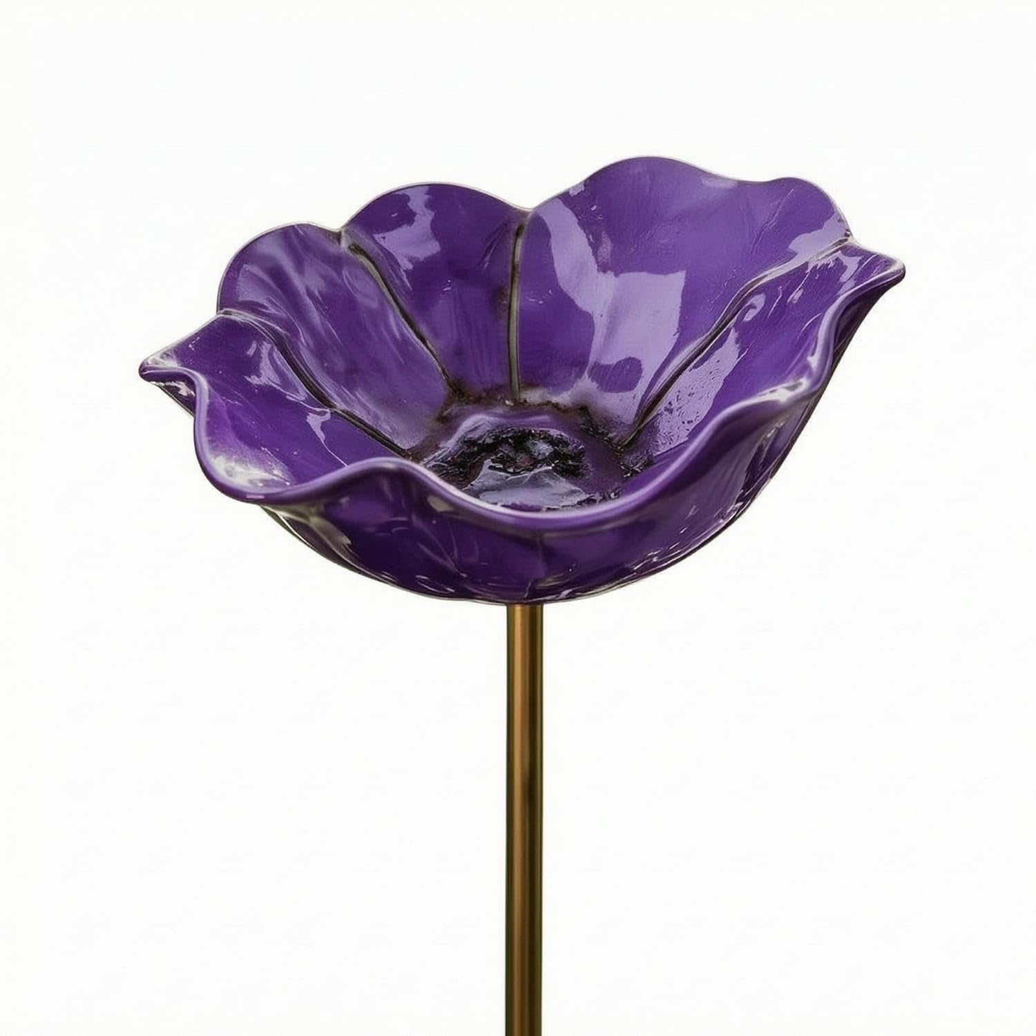 VSTORA Handmade Flower Bowl Stake Glossy Finish Metal Flower Stake Outdoor Garden Decor Slim, Purple-picture-17