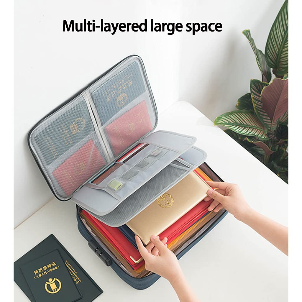 Portadocumenti per la Famiglia, Porta Documenti con Cerniera, Casella di archiviazione Serratura, scatole archivio, Organizer for(Grey)