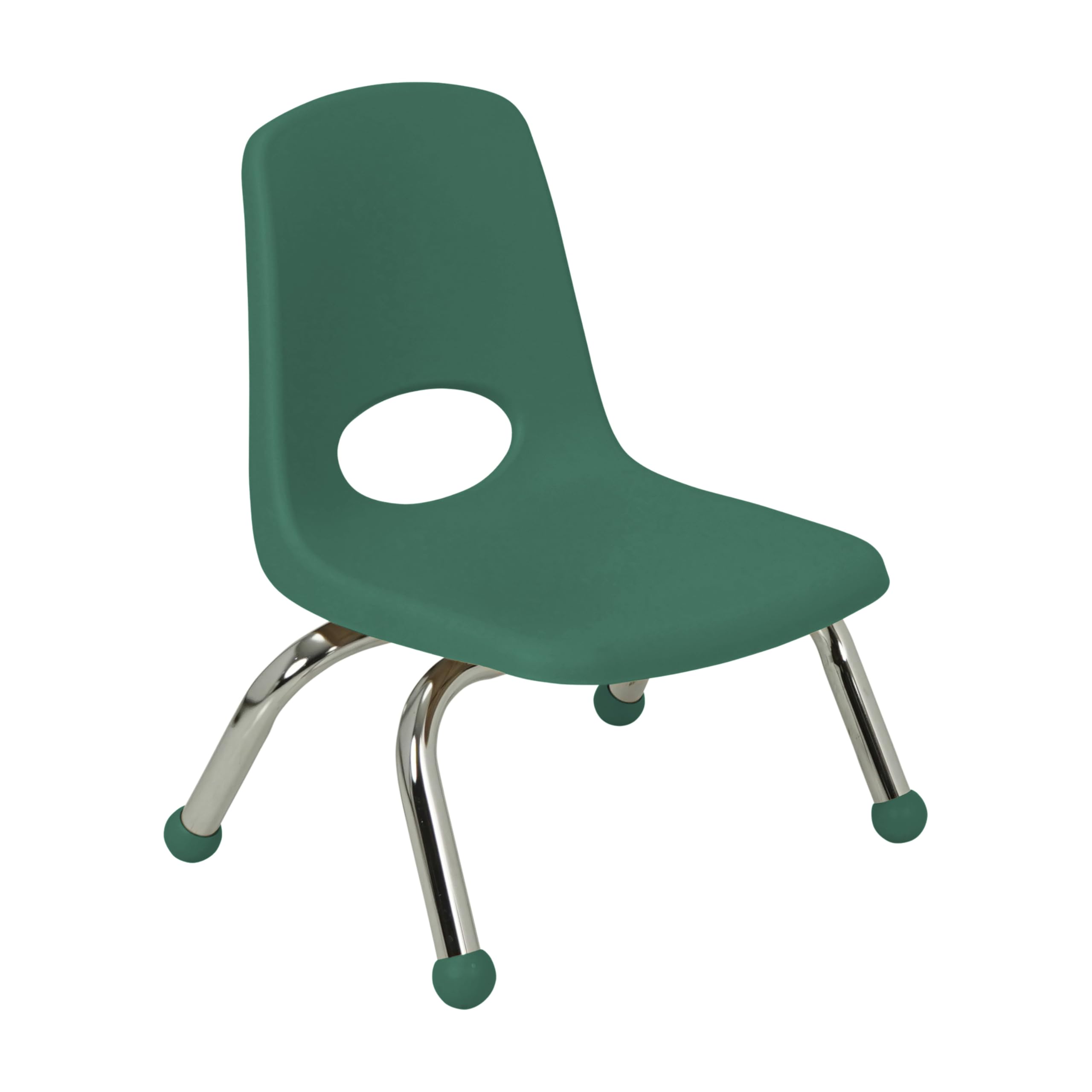 FDP 8" School Stack Chair,Stacking Student Seat with Chromed Steel Legs and Ball Glides for Daycare, Preschool and Homeschool - Green, 14749-GN
