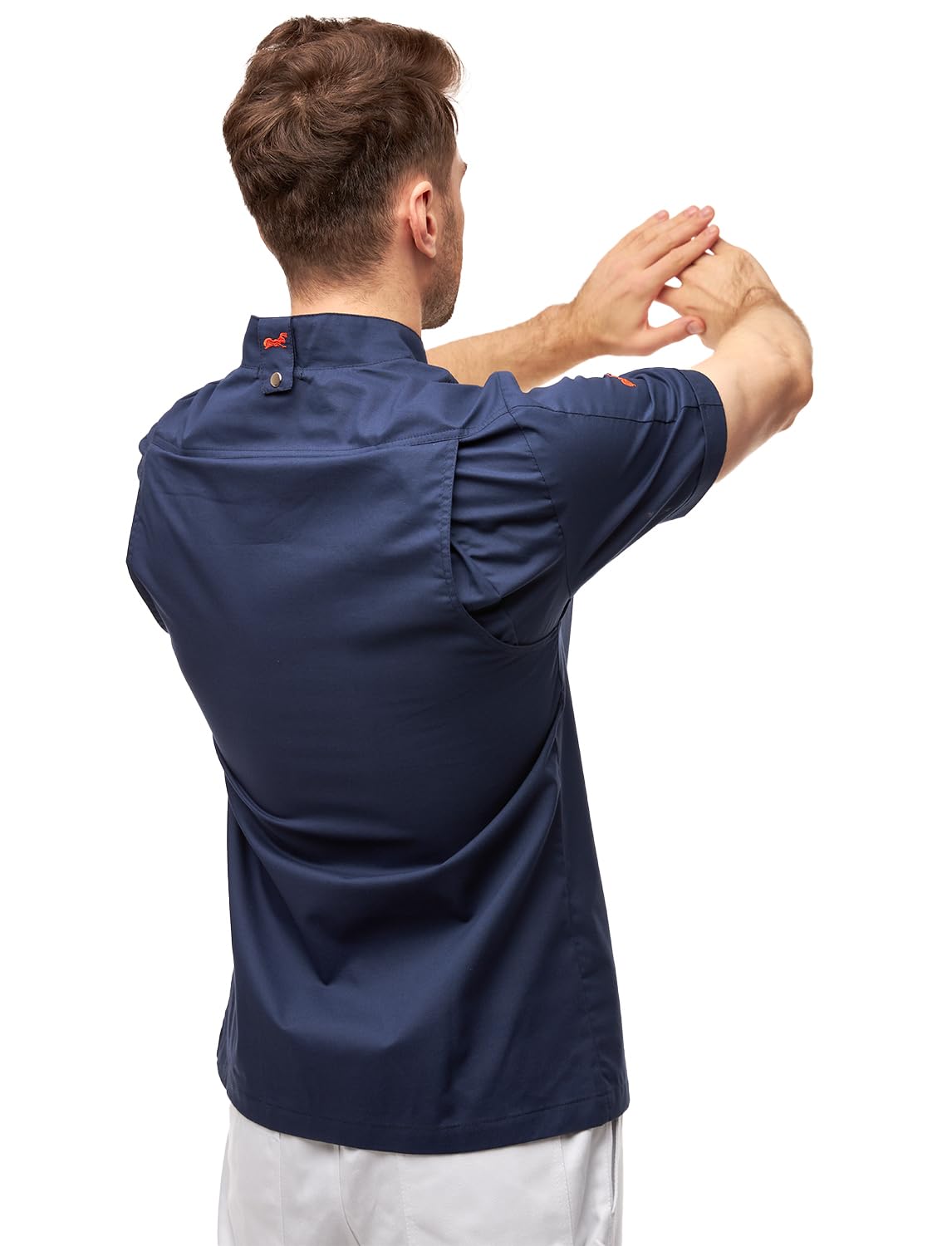 strongAnt easyMove - Chaqueta de cocinero para hombre, manga corta, incluye botones de bolas, corte ajustado, uniforme de cocina