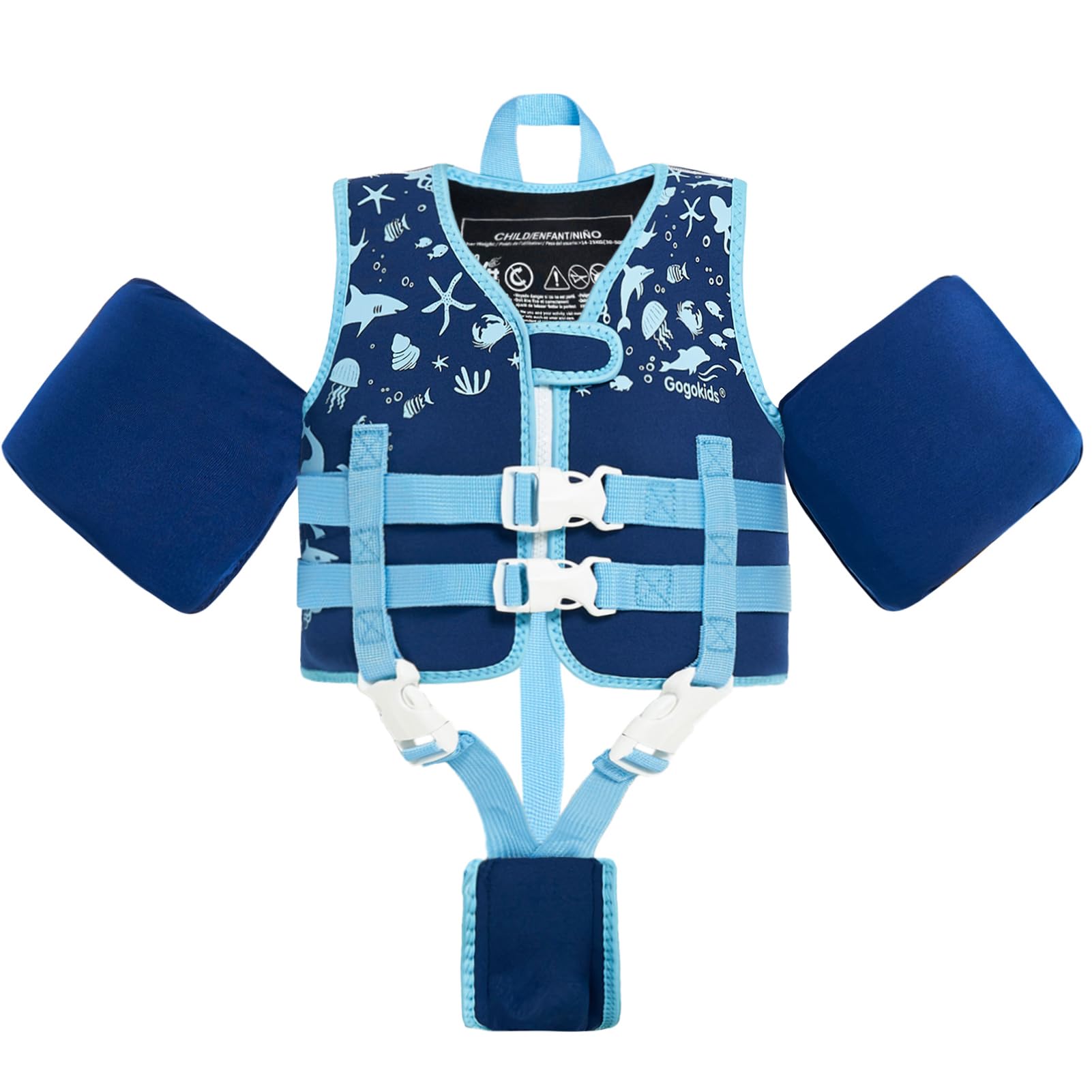 Gogokids Kids Swim Vest Float Armbands, Toddler Jacket-style Swimming Buoyancy Flotation with Adjustable Straps Children Float Jacket for Boys Girls (3-6 Years/19-30 KG)