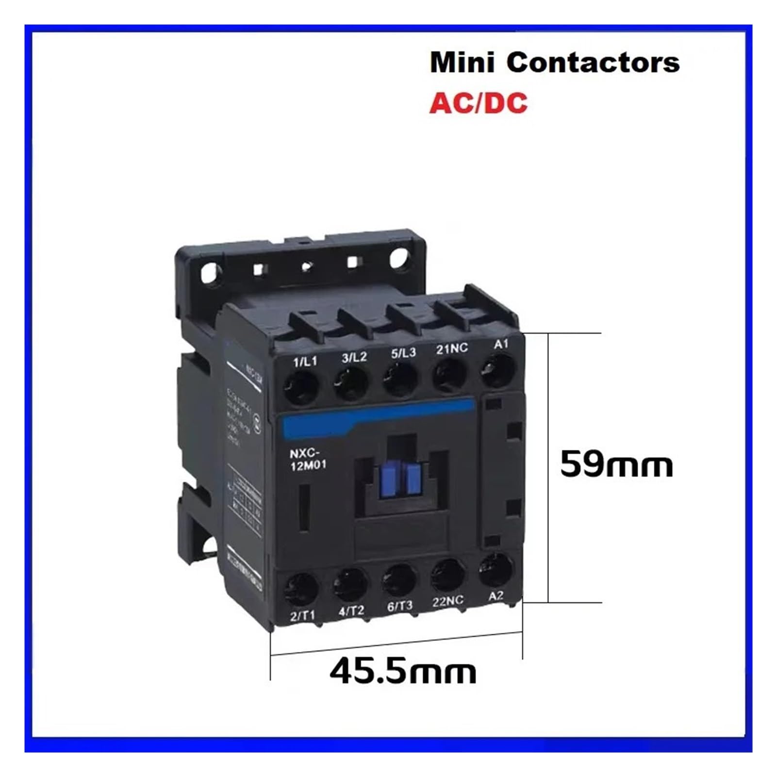 Compatible for CHINT NXC Miniature Contactor 6A 9A 12A 1NO 1NC AC DC 24V 110V 220V 380V with Cable Sleeves(Red,DC 48V,1NO)
