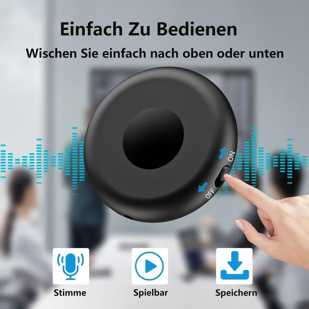Diktiergerät 64 GB Speicher, Voice Recorder Wiederaufladbar Über USB, Diktiergerät Mini und Sprachaktivierung, Aufnahmegerät Mit Mikrofon, Aufnahmegerät Mit Mikrofon, Meetings und Interviews