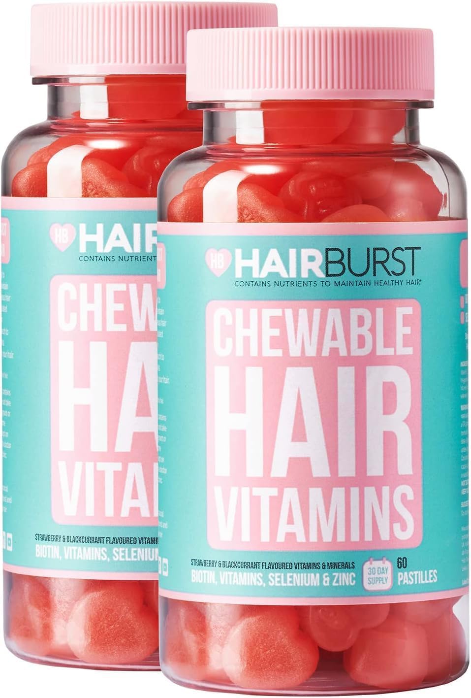 HAIR BURST Biotin Gummies for Hair Growth — Hair, Skin & Nails Vitamin Supplement, Reduces Breakage, Promotes Healthier Thicker- Daily Chewable Vitamins - 60 Day Supply