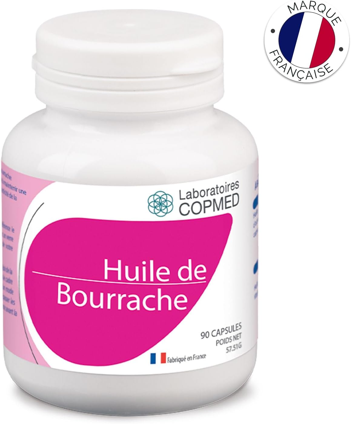 LABORATOIRES COPMED – Borage Oil & Vitamin E – Dietary Supplement – Helps Keep Skin Beautiful – Natural Active Ingredients – French Brand – 90 Capsules (Bioplastic Pill Box)