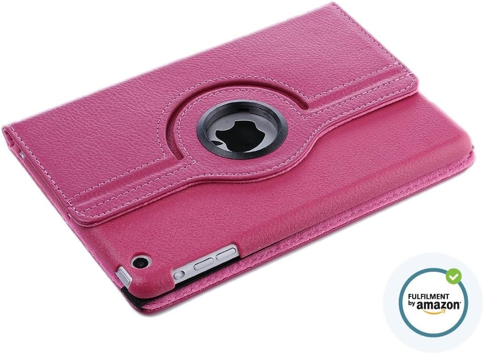 iPad Mini Case, leather 360 Degrees Model, Function: Automatically Wakes and Puts the iPad mini to Sleep, from IPHONECASES.ME and Fulfill by Amazon (Hot Pink)