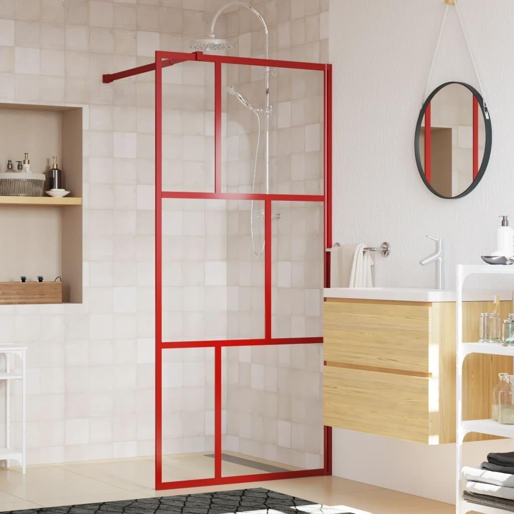 Ściana Prysznicowa Typu Walk-in Z Przezroczystym Szkłem Esg Gold 90x195 Cm, Kabina Wannowa, Panel Prysznicowy W łazience, ścianki Działowe Kabiny Prysznicowej Obramowania śc, Red, 80 x 195 cm
