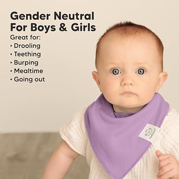 KeaBabies 8-Pack Organic Baby Bandana Bibs for Drooling and Teething - Super Absorbent Triangle Baby Drool Bibs for Girls, Boys, 100% Cotton Extra Soft for Newborn, Infant 0-36 Months (Lilac)