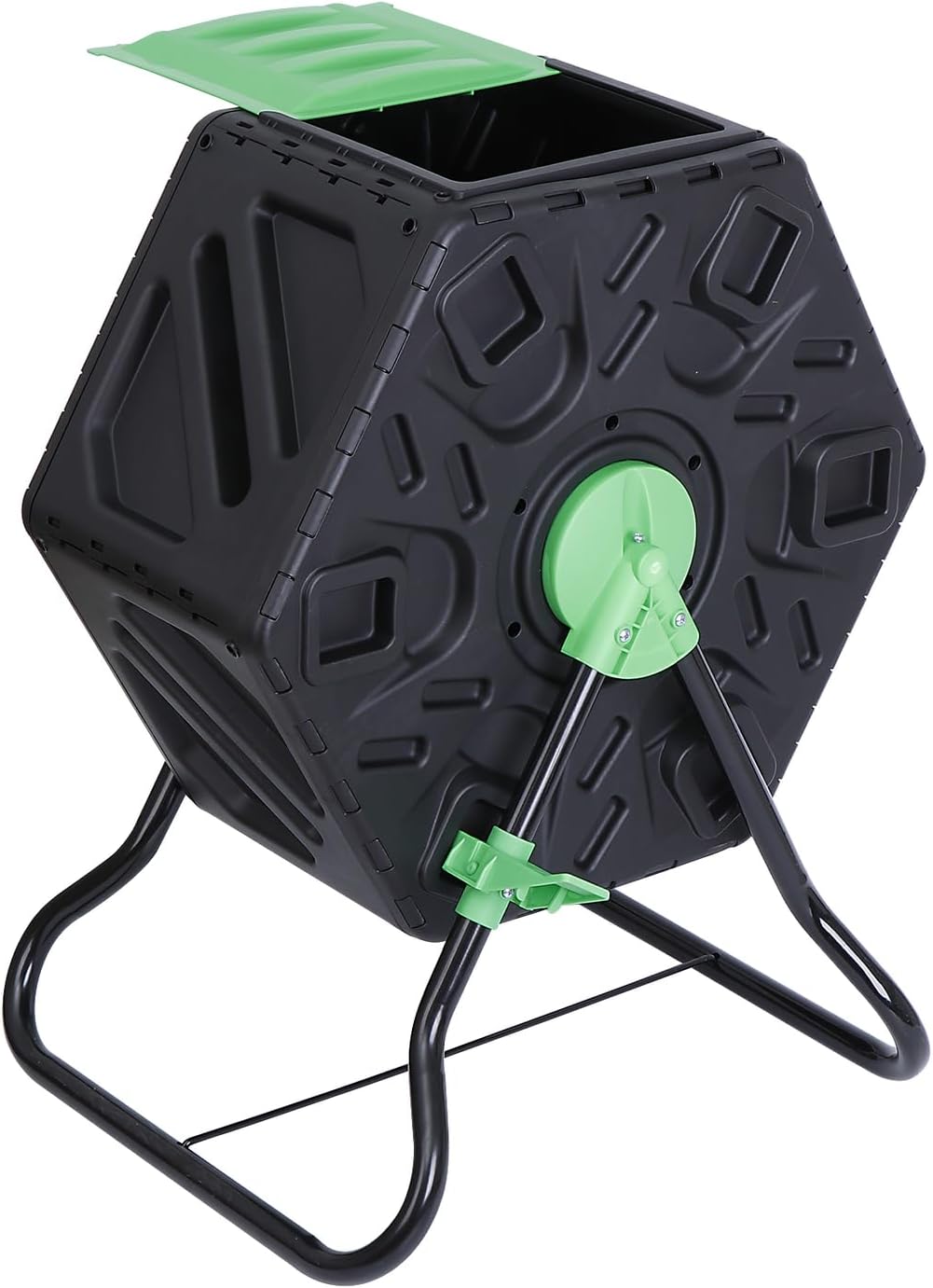 18.5Gal Durable Compost Tumbler Single Chamber Heavy-Duty Composting Bin w/Sliding Door