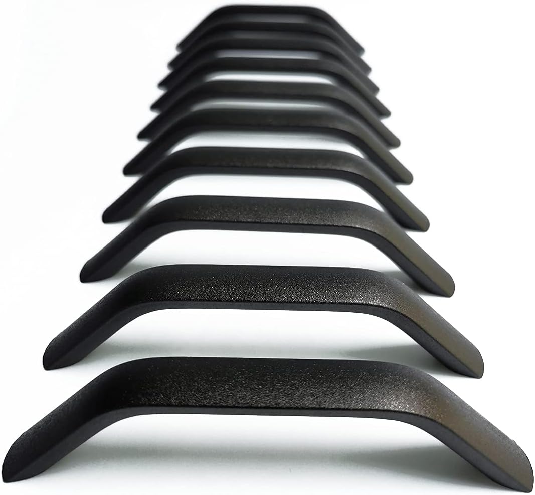 10 Units Bow Shaped Cabinet Handles Kitchen Cupboard Drawer Door Bathroom Furniture Pulls,96 mm Hole Centers / 112mm Long (Matte Black)