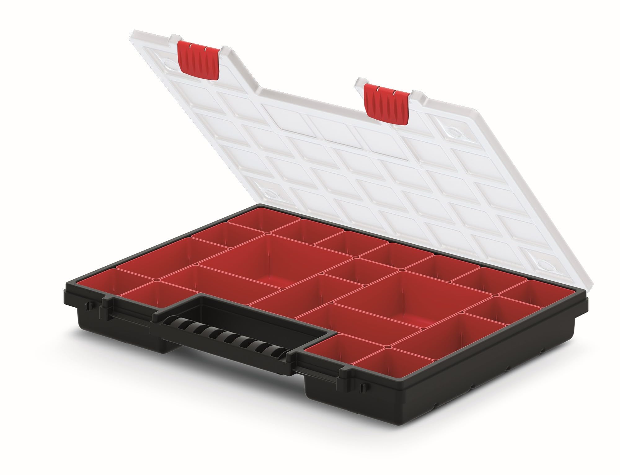 Mivos Scatola di Assortimento Su Entrambi i Lati, 399 x 303 x 100 mm, Con 42 Scomparti per Piccole Parti, Robusta per Viti e Accessori, Ideale per Officina - Made in EU