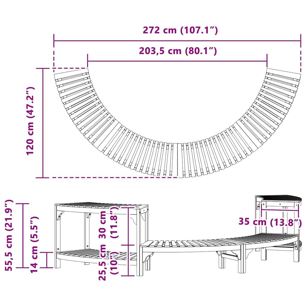 Hommdiy Runde Outdoor Hot Tub Surround Braun 272 x 120 x 55.5 cm