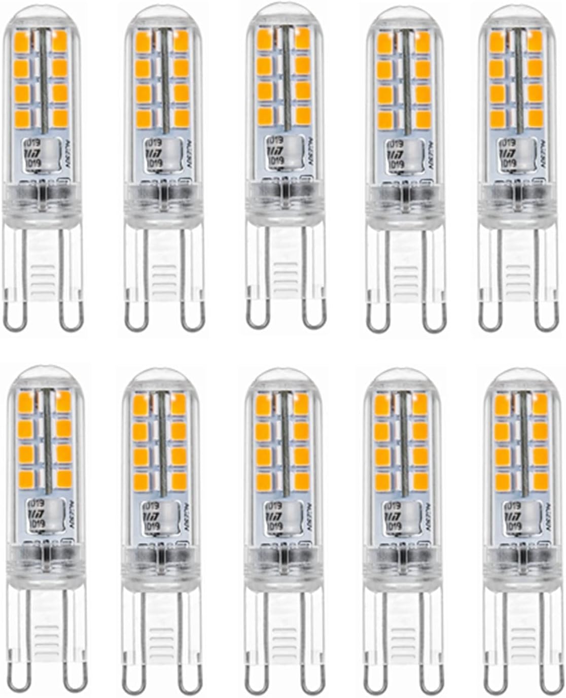 G9 LED Bulb 3W Equivalent to 30W Halogen Bulbs, G9 Led Bulb, Led G9 Bulbs, G9 Socket Led Lamp, No Flicker, Non Dimmable, 300LM, AC 220-240V, 10-Pack [Energy Class A+] (Color : Warm White)