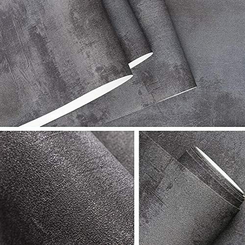 Gris Oscuro Vintage Vinilo Efecto de Pared de hormigón Fondo de Pantalla Retro Textura PVC Papel de Pared Dormitorio Sala de Estar Decoración de Fondo Papel Tapiz
