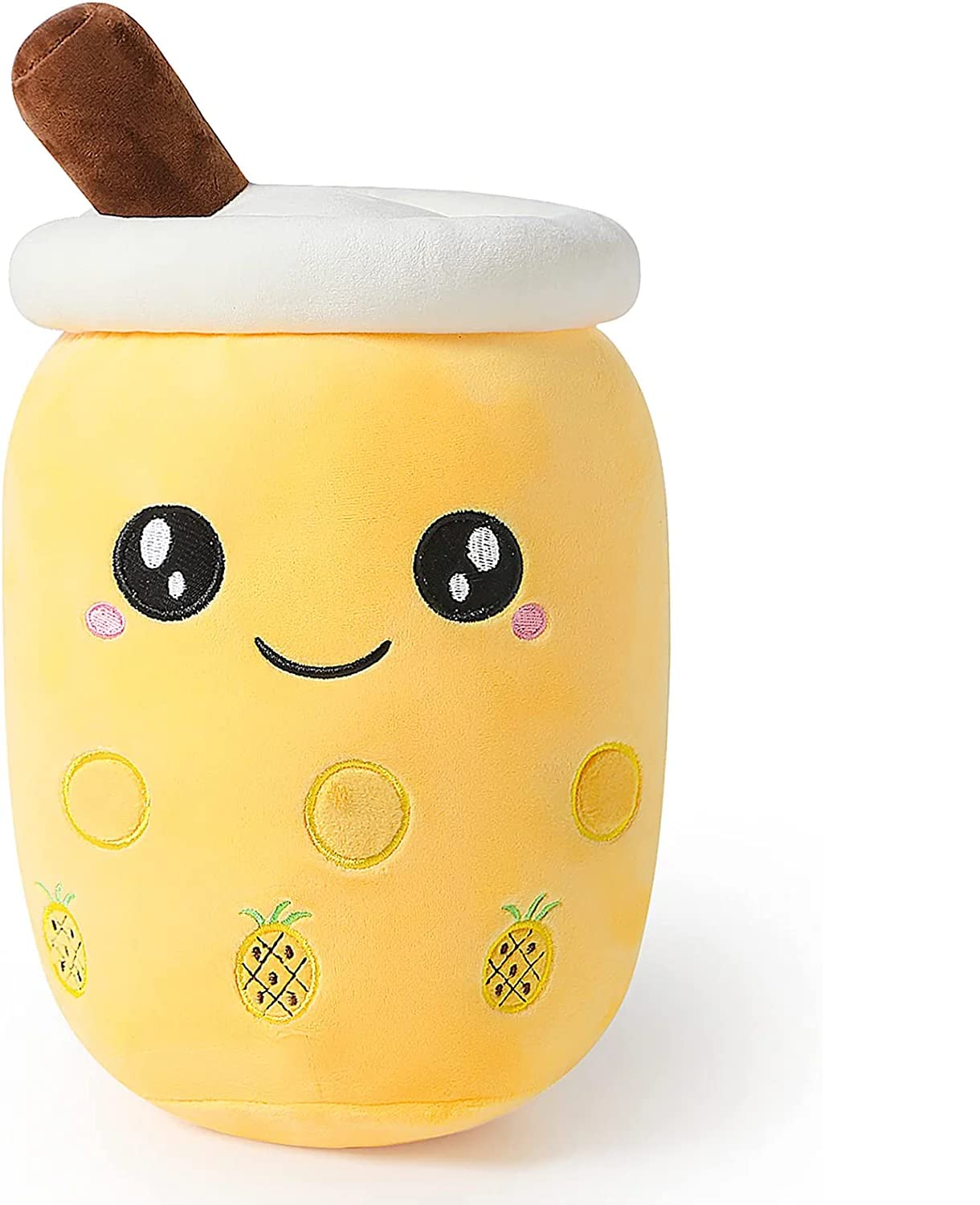 TechMax SolutionBubble Tea Stuffed Plush Pillow Pink Round Eyes Milk Tea Warm Plush Sleeping Pillow Children’s Gift Decorations