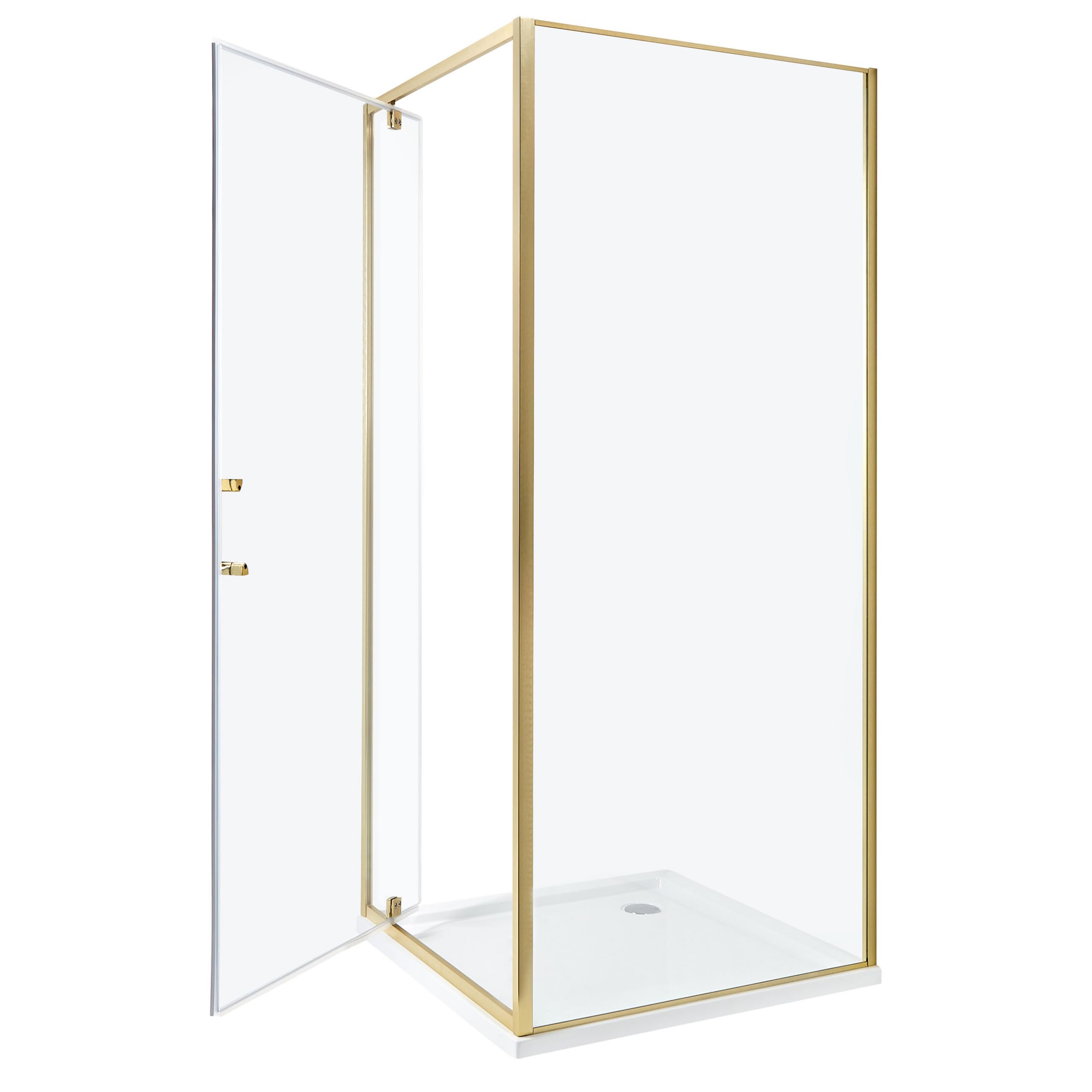 Cabina de ducha cuadrada de vidrio templado una puerta dorado 80 x 80 x 185 cm Darli