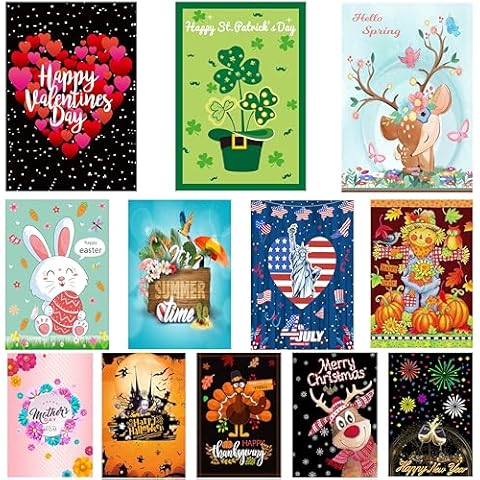 Flagmax Valentine's Day Flag Garden Flags St Patricks Garden Flag Seasonal Garden Flags Set of 12 Double Sided Burlap 12.5 x 18 Inch Valentine House Flag for Outside East Flag for Outdoor Decorations St Patricks Flags Cover