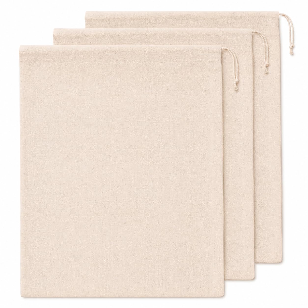 3PCS Reusable Cotton Muslin Straining Bag 30×40cm, Fine Mesh Muslin Cloths for Cooking and Filtration, Cheese Cloths for Straining Nut Milk, Juice, Yogurt, Cold Brew, Home Brewing