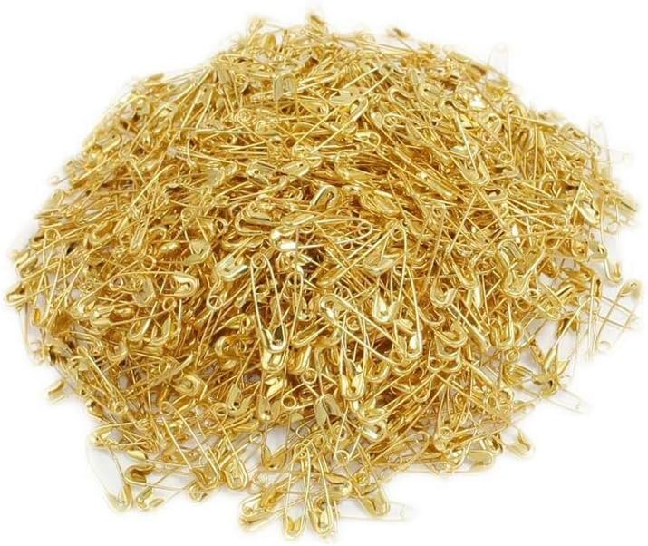ChooseU 1000 pcs Small Nickel Plated Safety pins 4/5'' Length (19mm) wholesales for Garment Hang tag DIY Safety Pins Brooch Jewelry Accessory Colors Jewelry Accessories (Gold)