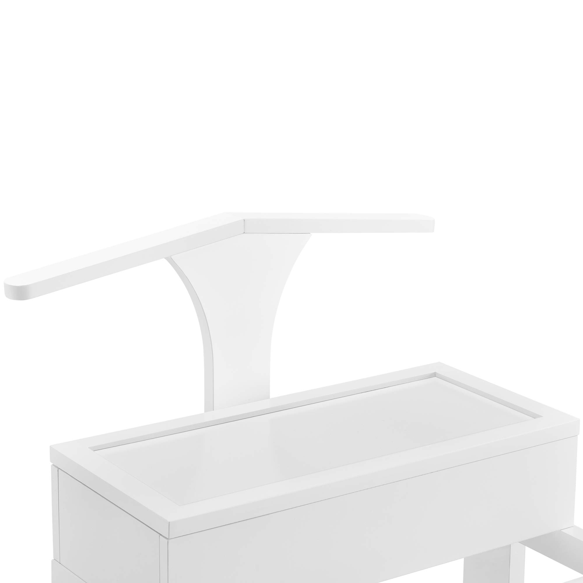 [en.casa] Herrendiener Lulboll Stummer Diener mit Kleiderbügel und Hosenhalter Schlafzimmer Kleiderständer mit Schuhablage und Fach 44 x 35 x 110 cm Weiß