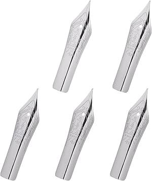 5 PCS Kaigelu Fountain Pen Nibs Spare Extra Fine Nib, Silver Color, #6 Size