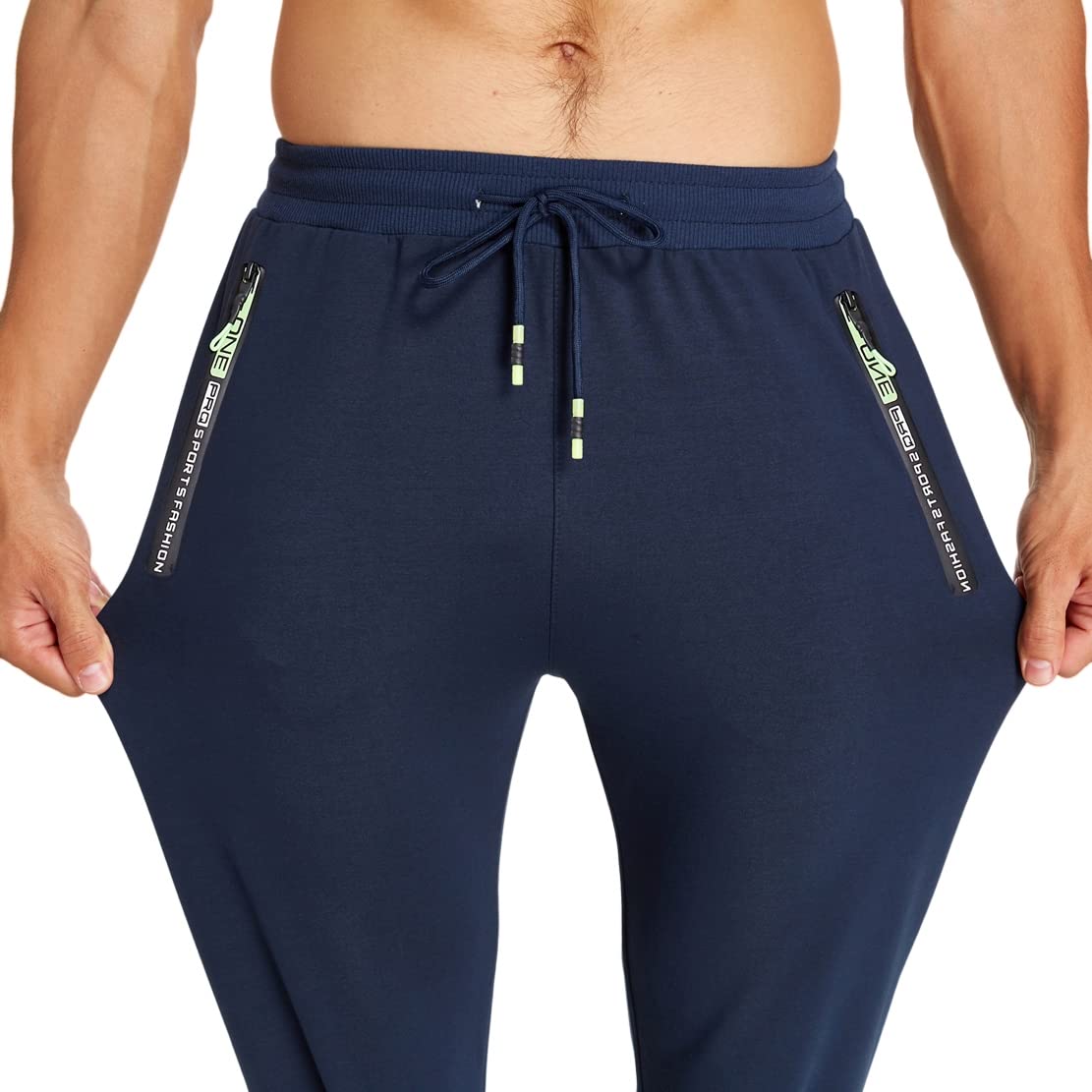 ZOXOZ Pantaloni Sportivi Uomo Cotone con Tasche Zip Elastico in Vita con Coulisse