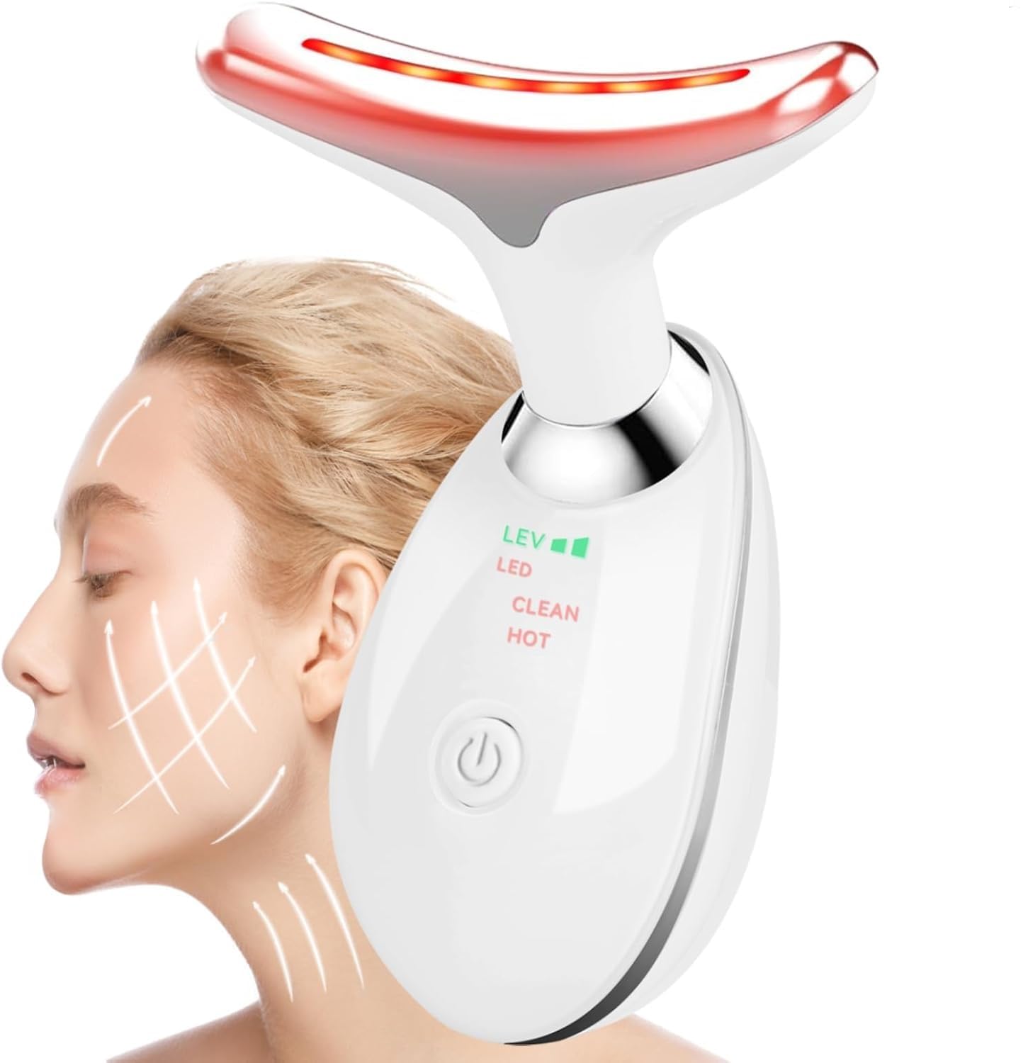 Electric Face Massager Anti-Wrinkle Neck Face Tightening Device Face Against Wrinkles Beauty Meter, EMS Face Care Device Anti-Wrinkle Device for Women (3 Colour LED Modes)