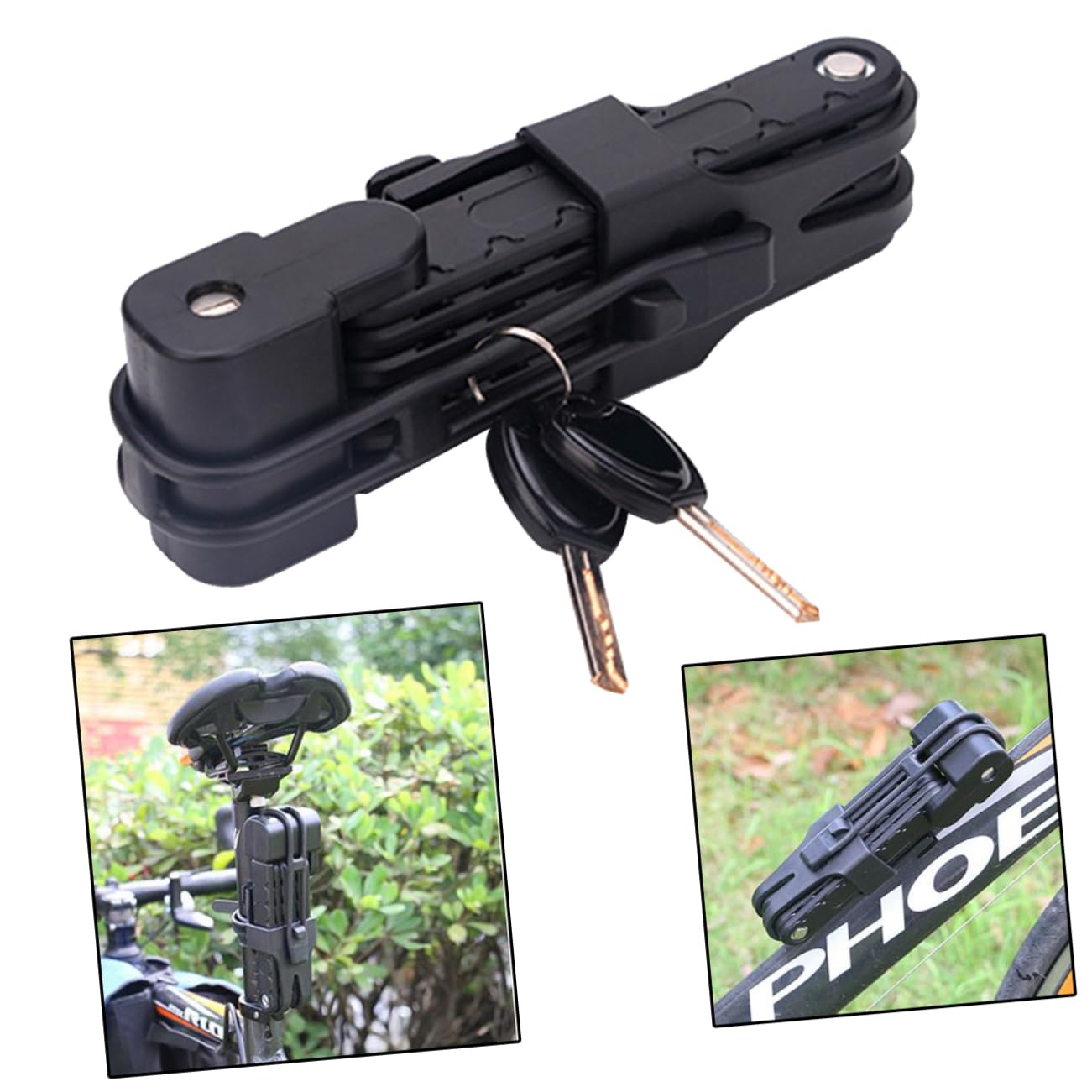 Candado Plegable de Acero para Bicicleta Cable, Seguridad Antirrobo