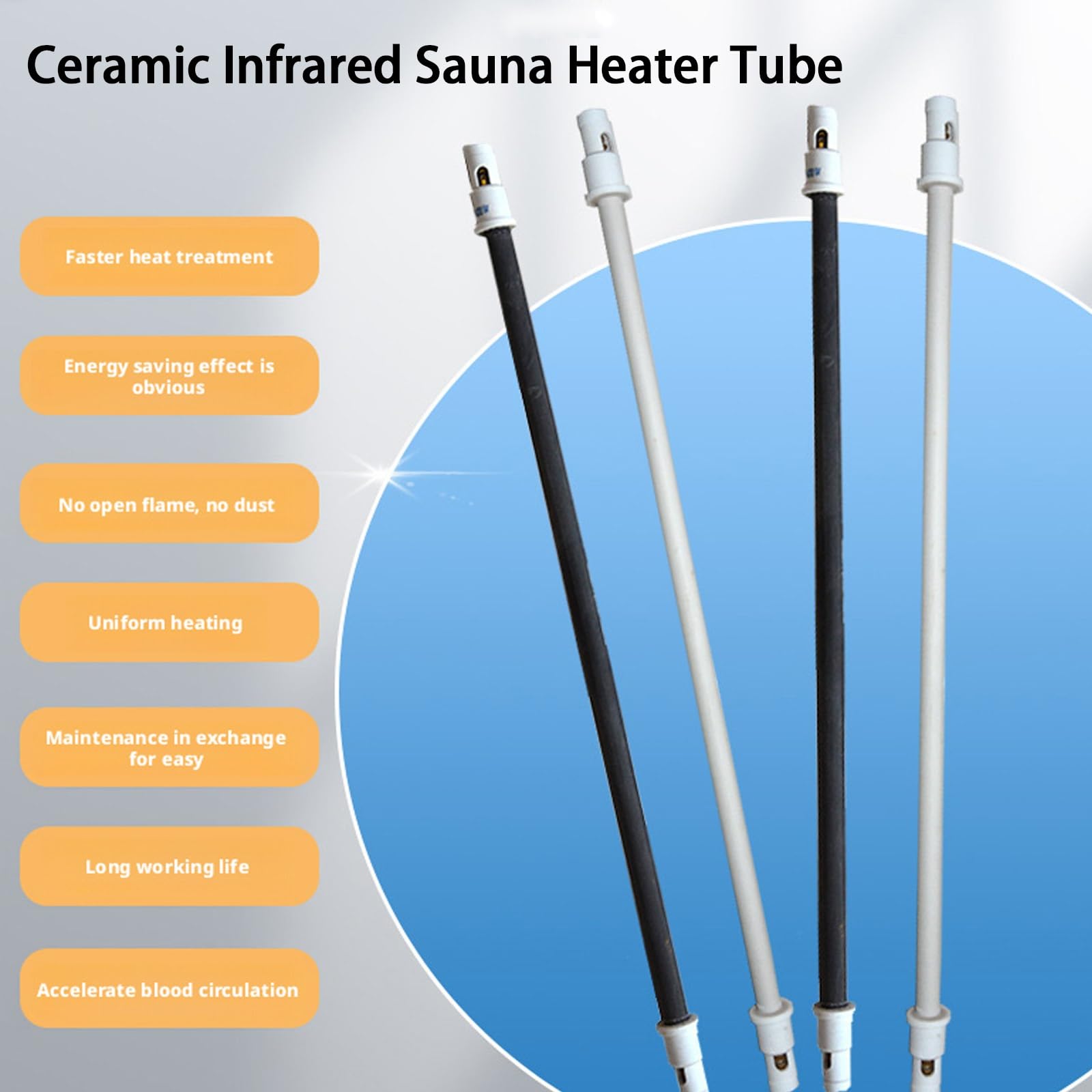 Tubo riscaldante a infrarossi in ceramica per spa domestica, pannello riscaldante per bagno a vapore da 350 W con protezione, accessori per riscaldamento sauna per casa, hotel, piscina