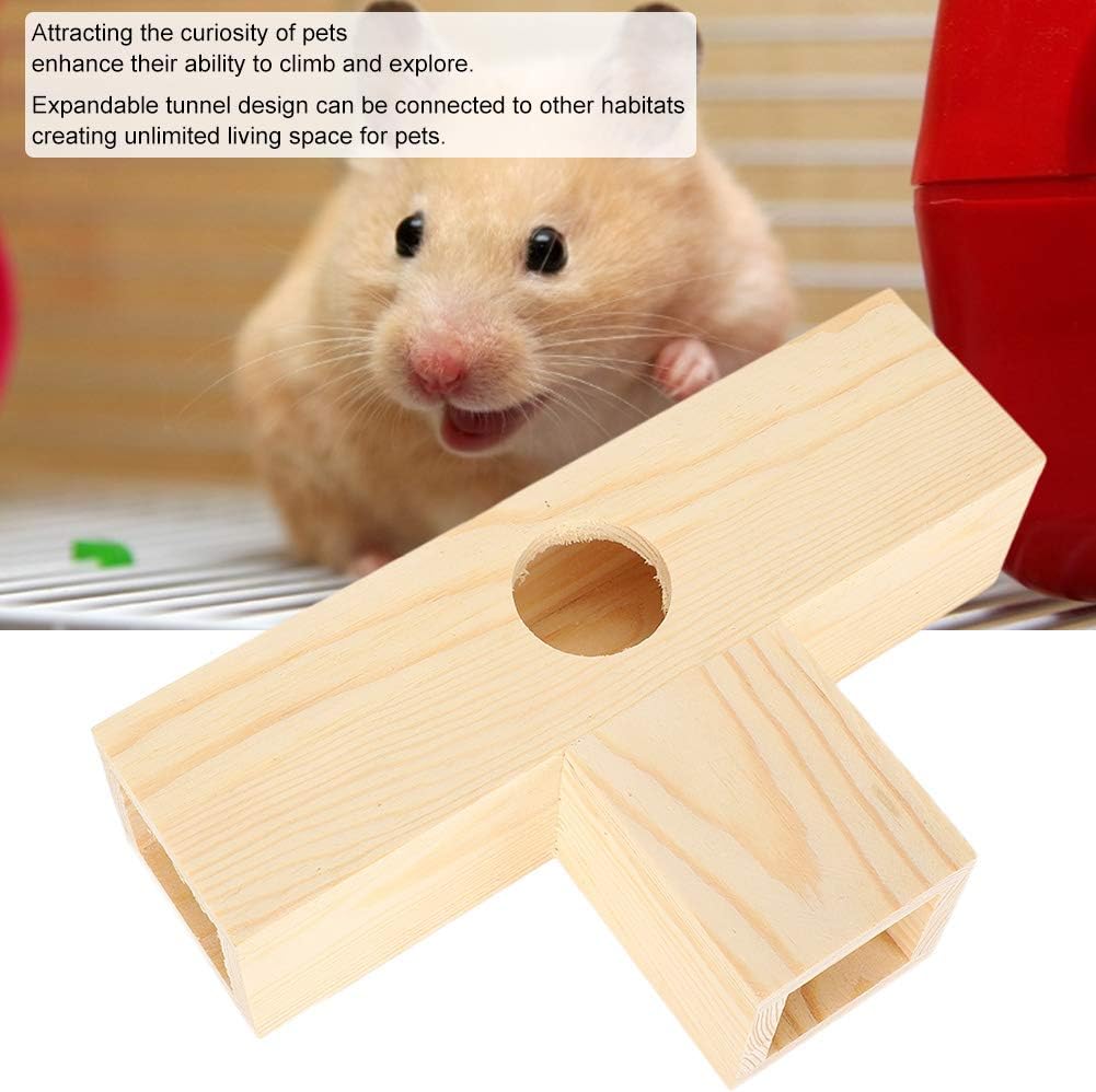 Wooden Hamster Tunnel Tube | Expandable Pet Playground for Hamsters/Tiny Creatures/Small Animals | Authentic Wood Dwelling & Activity Toy | 2 Sizes: Compact & Spacious