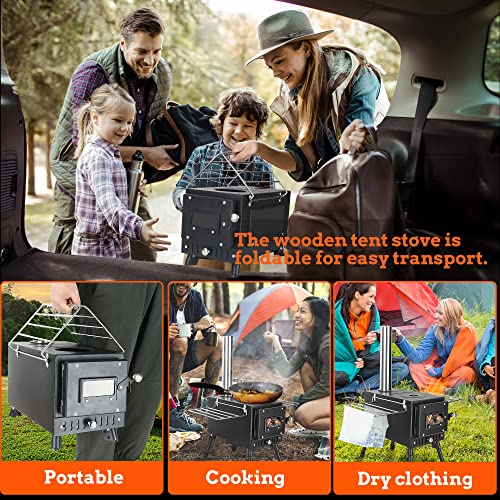 Doinmaster Outdoor Camping Stove Camp Tent Stove, Portable Wood Burning Stove With Chimney Pipe For Tent, Shelter, Camping Heating And Cooking (Camping Stove-Black) #TOP3
