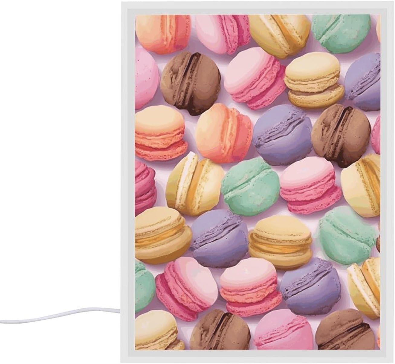 Macaron Biscuit Flavored Pastries Vanity Mirror with Lights LED Makeup Mirror 3-Color Dimmable Lighted Makeup Mirror for Makeup Desk, Bedroom, Dressing Room
